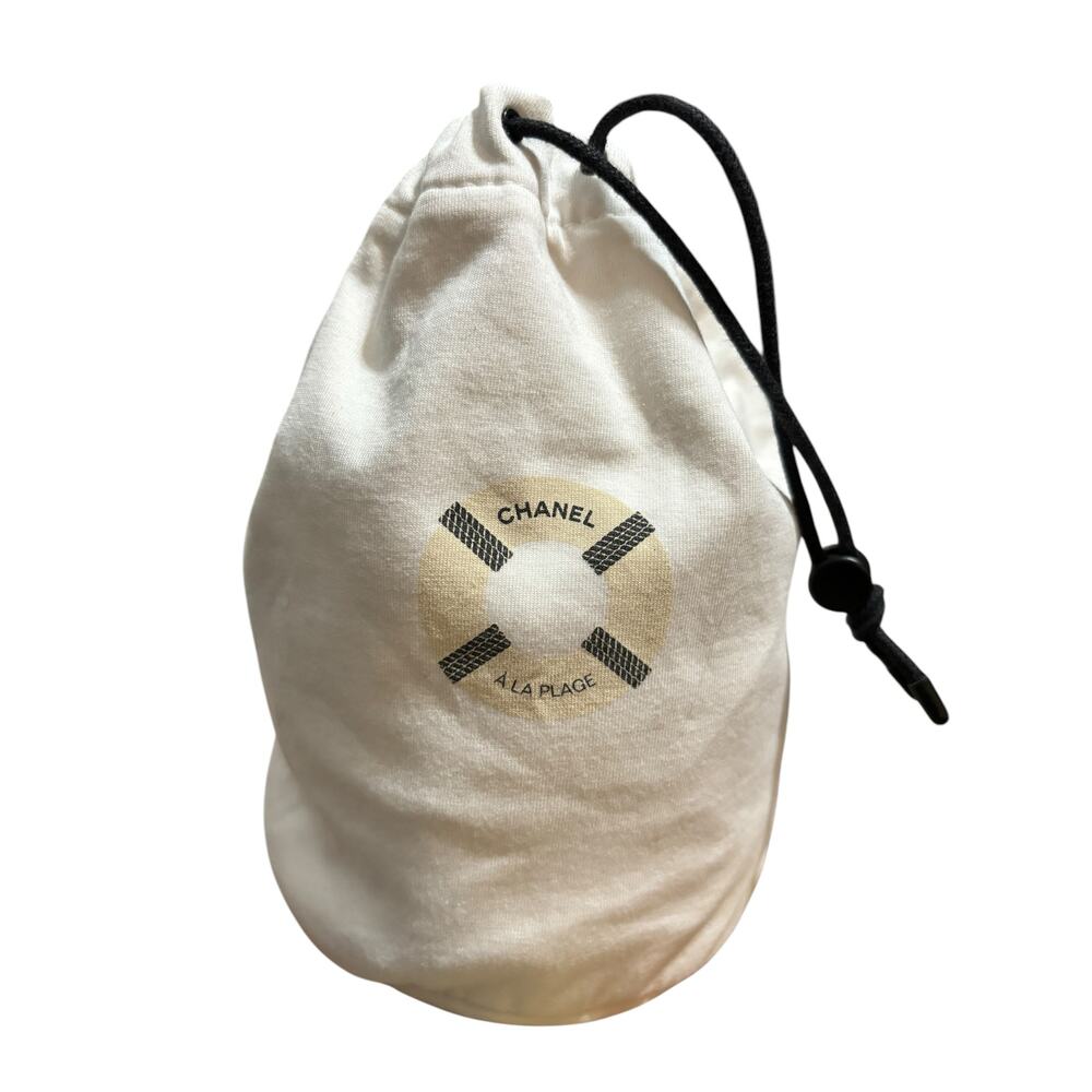 Chanel A La Plage Pouch Off-White Makeup Cosmetic Drawstring Bag Travel Vacation